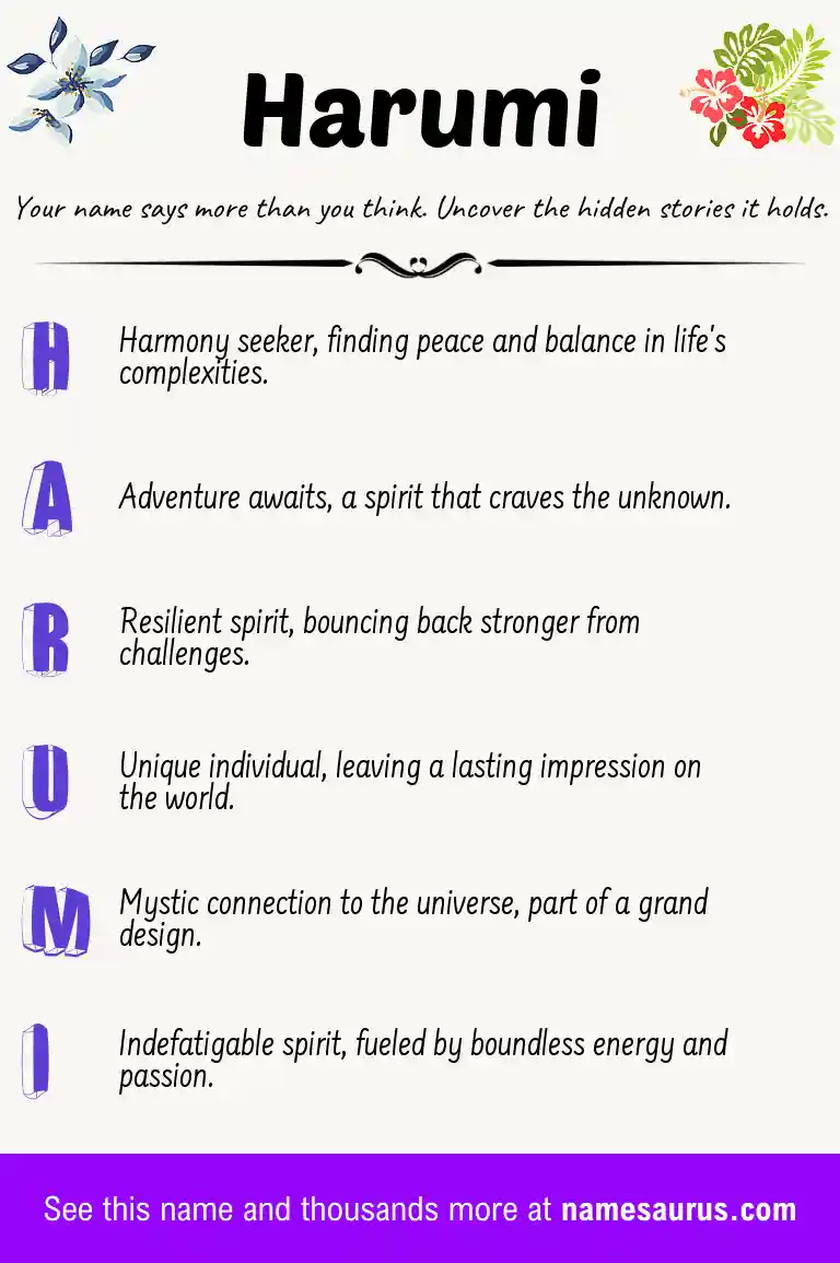 Acrostic poem about Harumi.