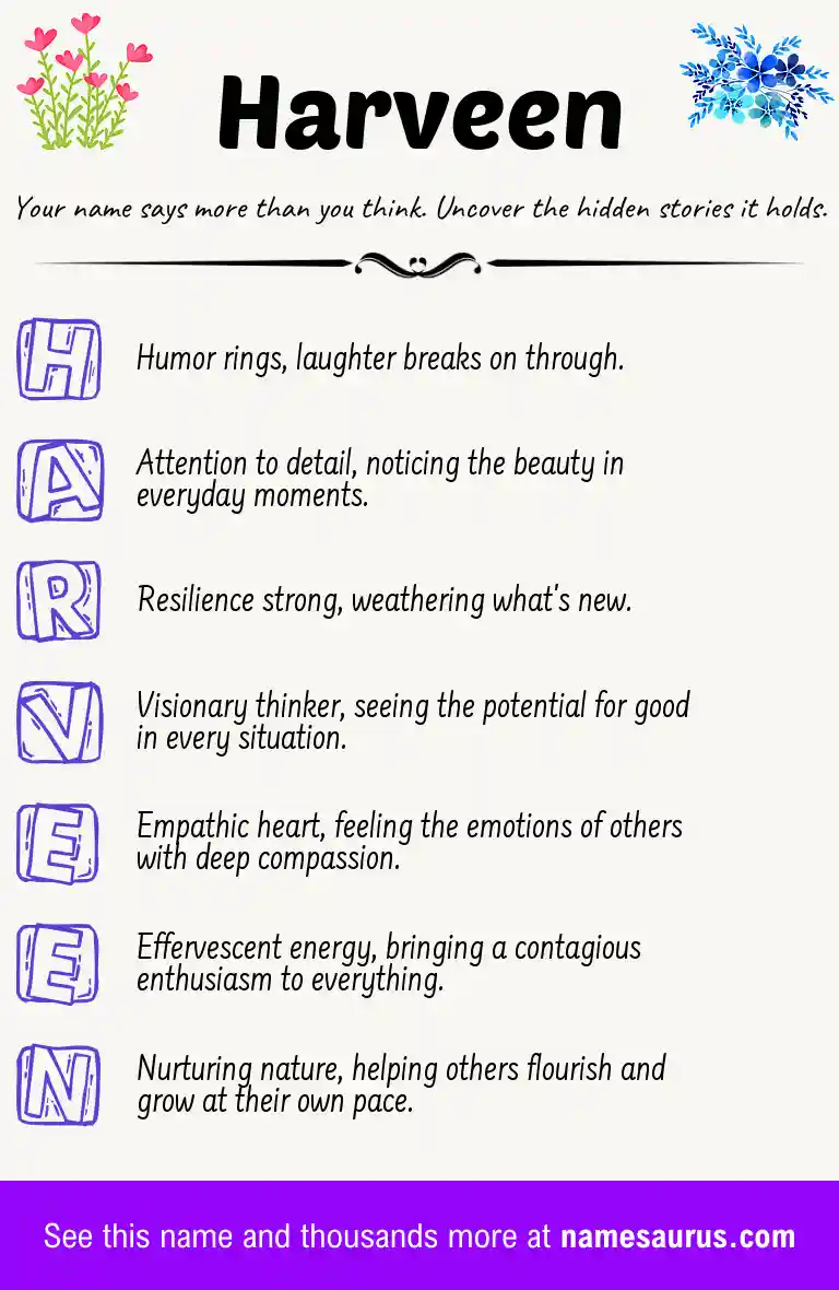 Acrostic poem about Harveen.
