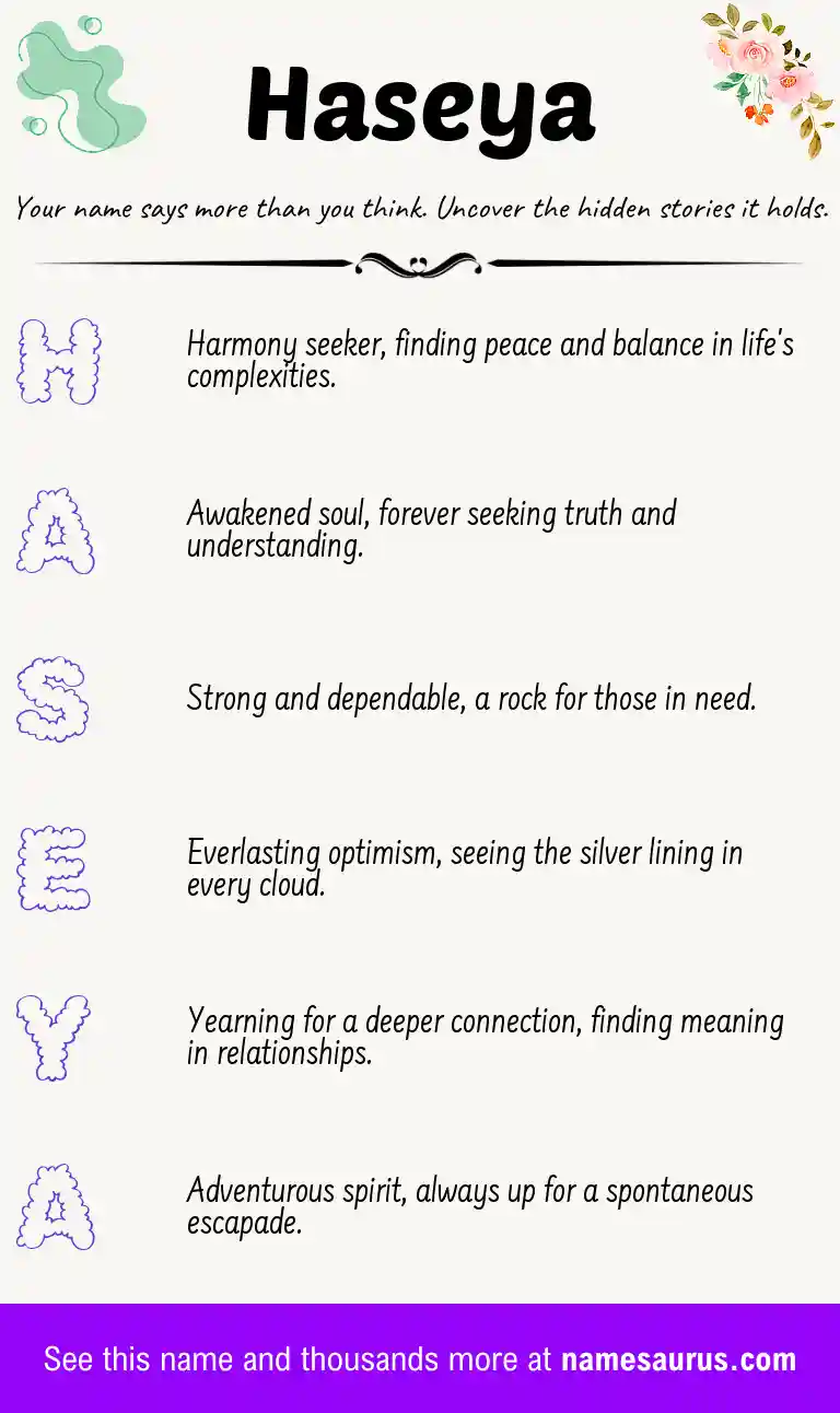 Acrostic poem about Haseya.