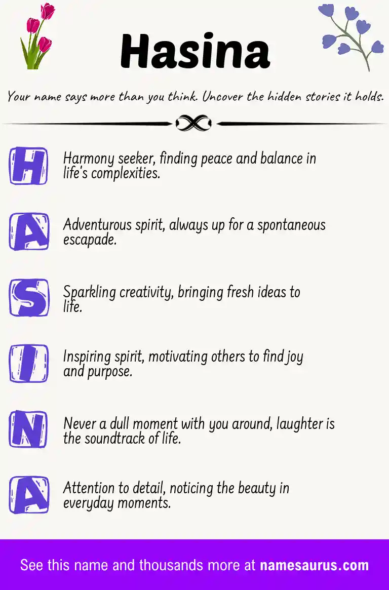 Acrostic poem about Hasina.