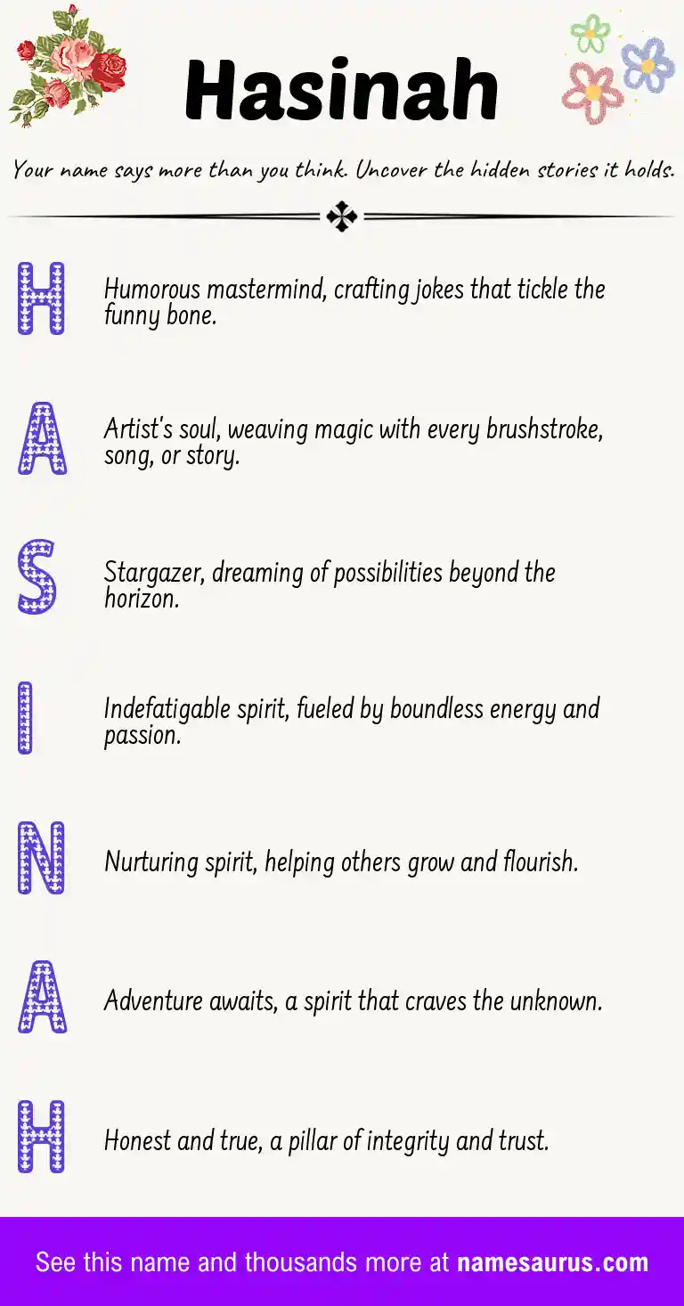 Acrostic poem about Hasinah.