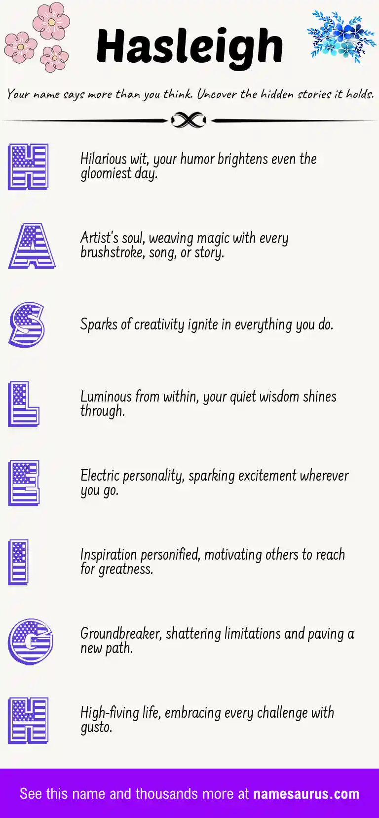 Acrostic poem about Hasleigh.