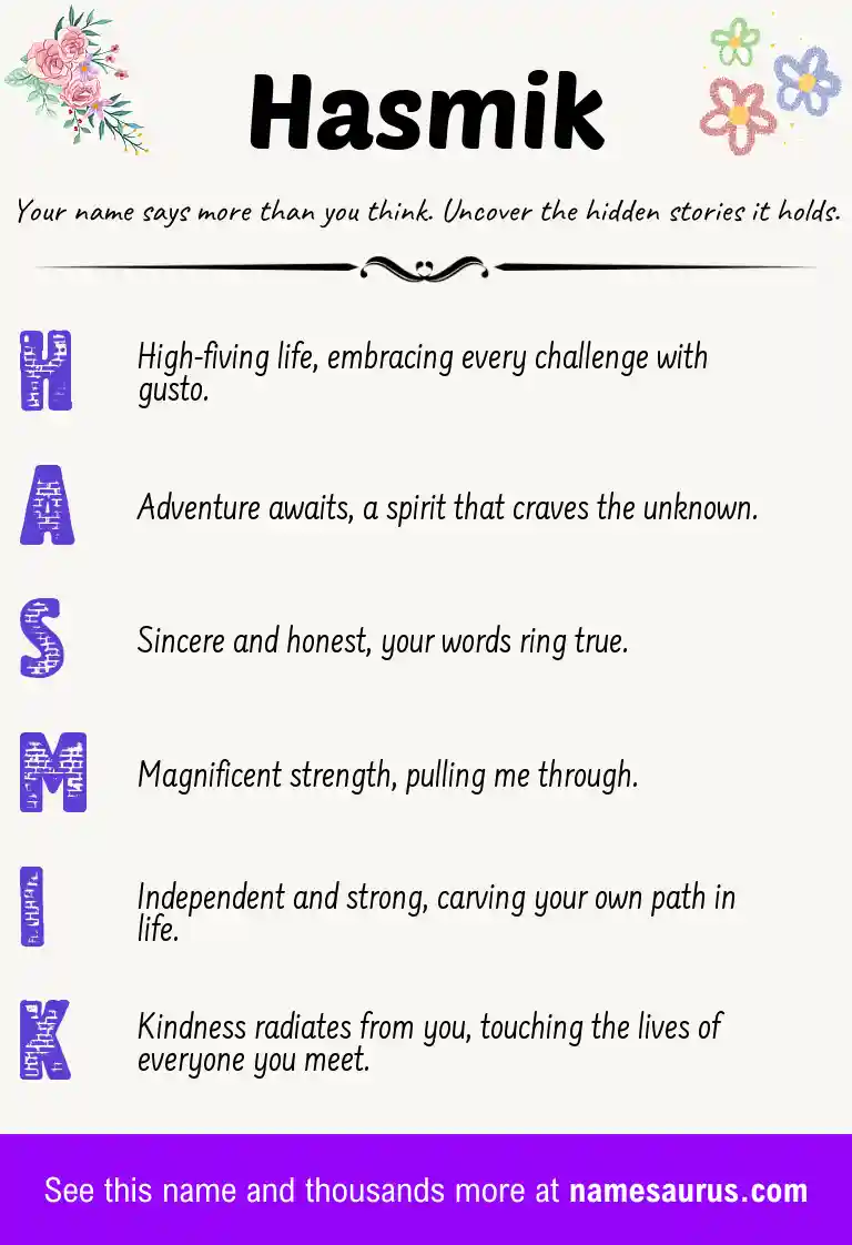 Acrostic poem about Hasmik.