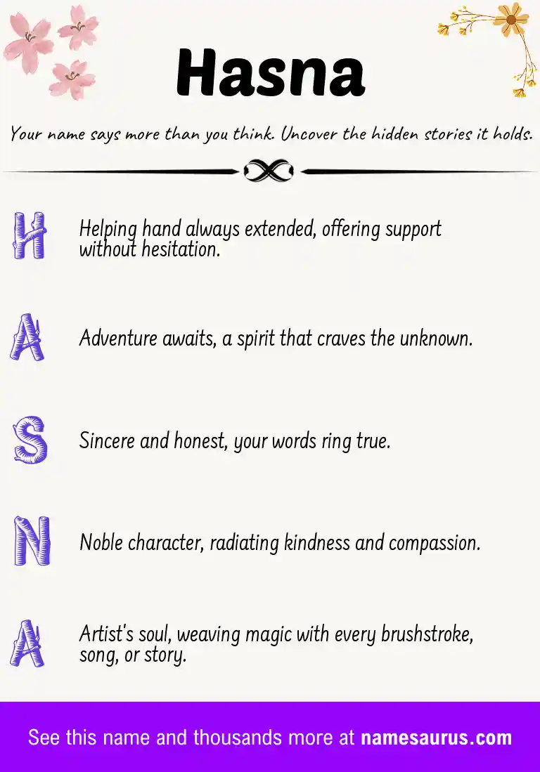 Acrostic poem about Hasna.