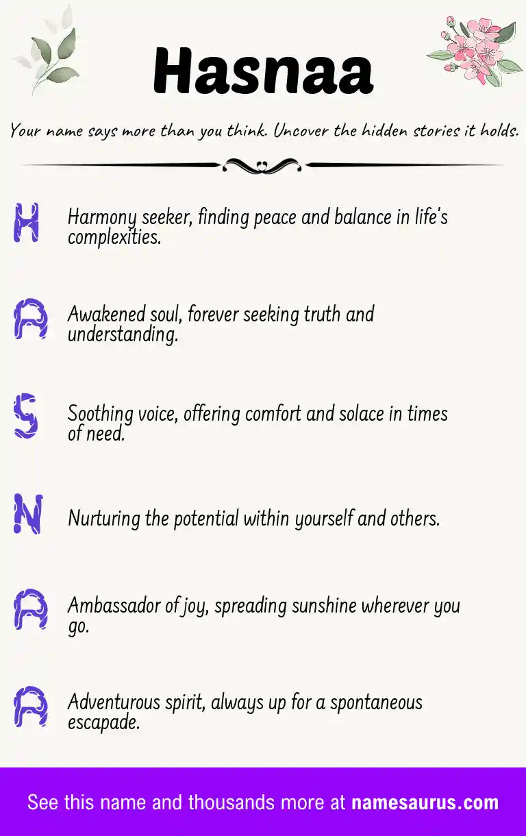 Acrostic poem about Hasnaa.