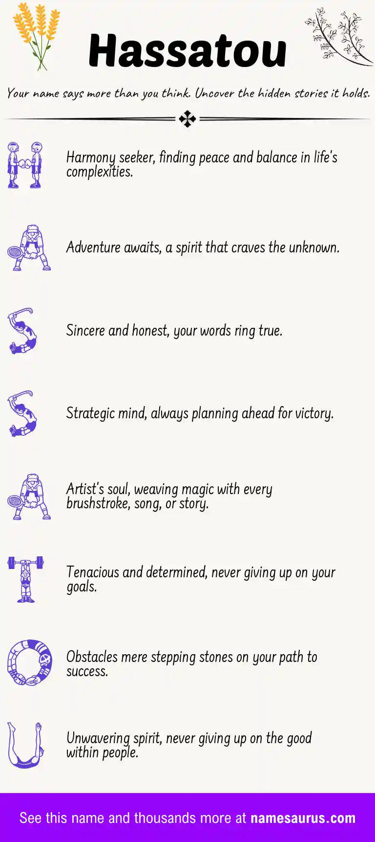 Acrostic poem about Hassatou.
