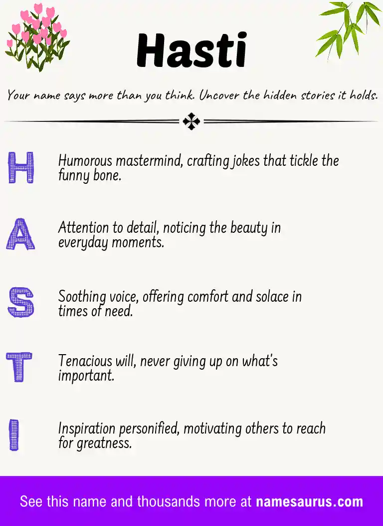 Acrostic poem about Hasti.