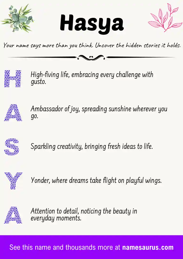 Acrostic poem about Hasya.