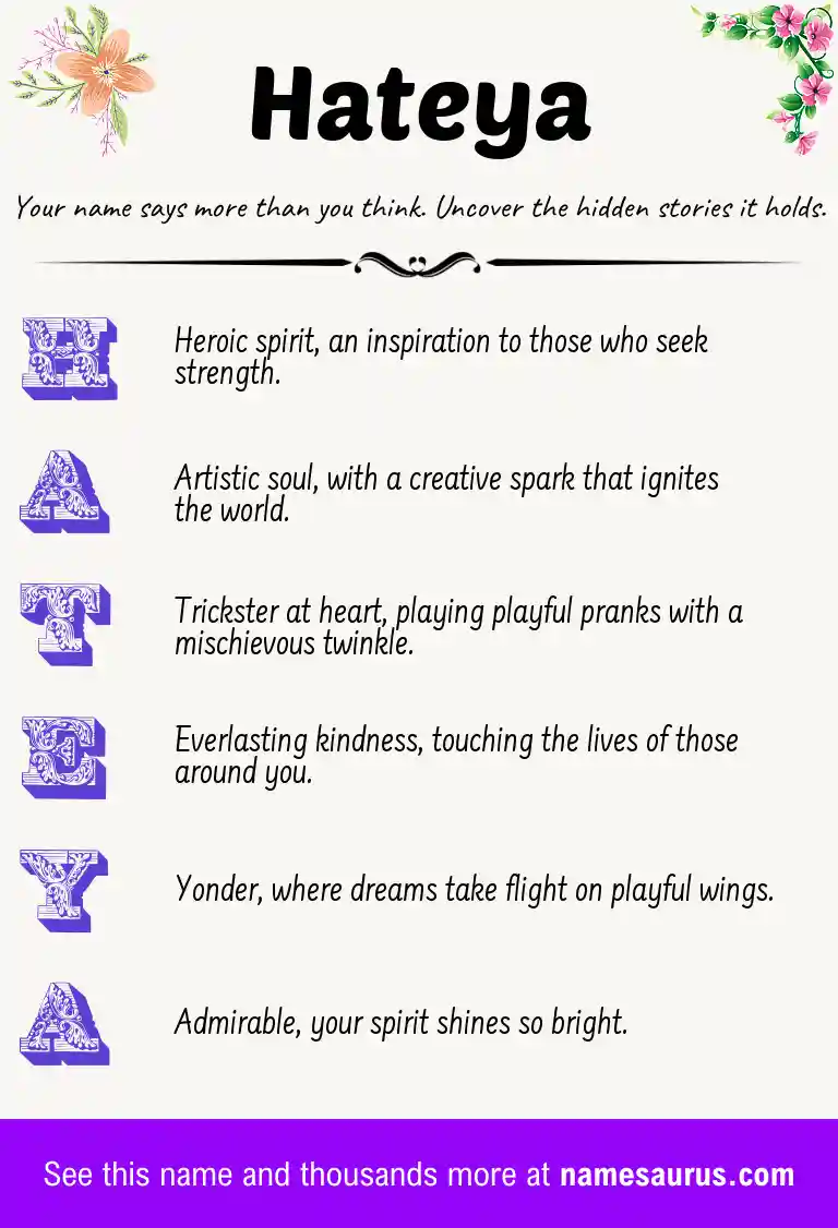 Acrostic poem about Hateya.