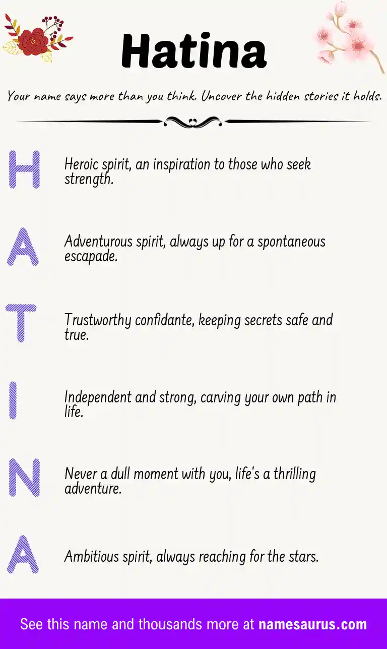 Acrostic poem about Hatina.
