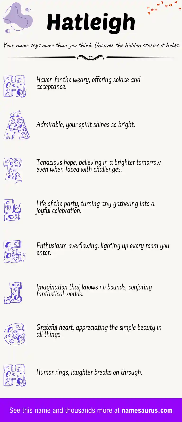 Acrostic poem about Hatleigh.