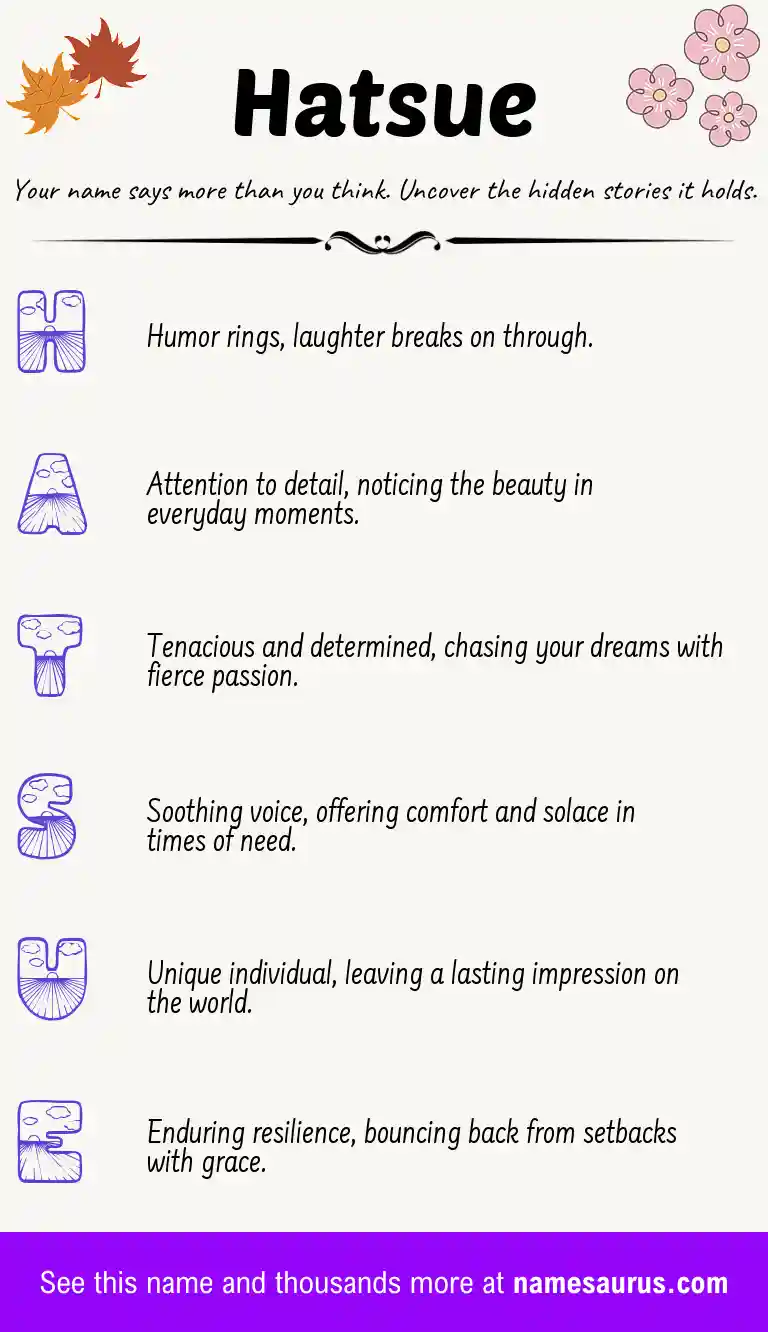 Acrostic poem about Hatsue.