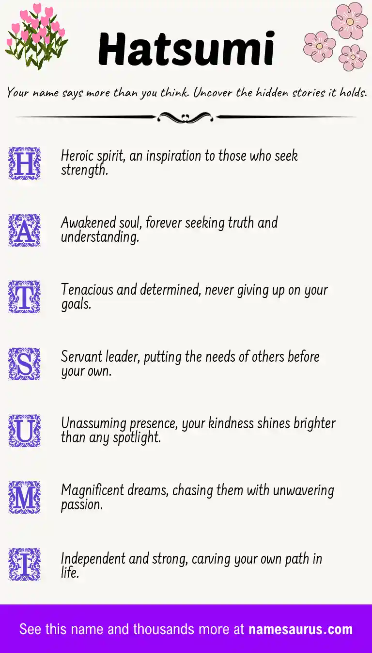 Acrostic poem about Hatsumi.