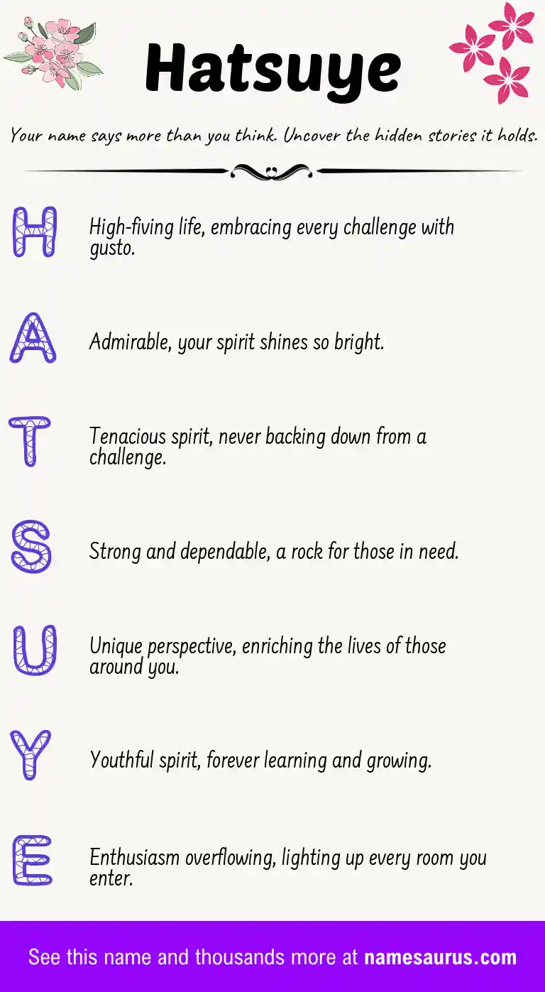 Acrostic poem about Hatsuye.