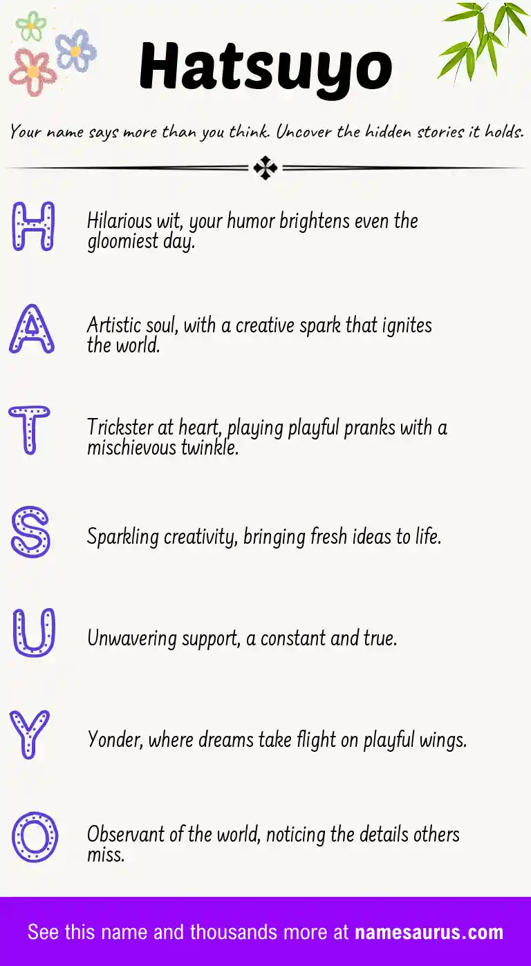 Acrostic poem about Hatsuyo.