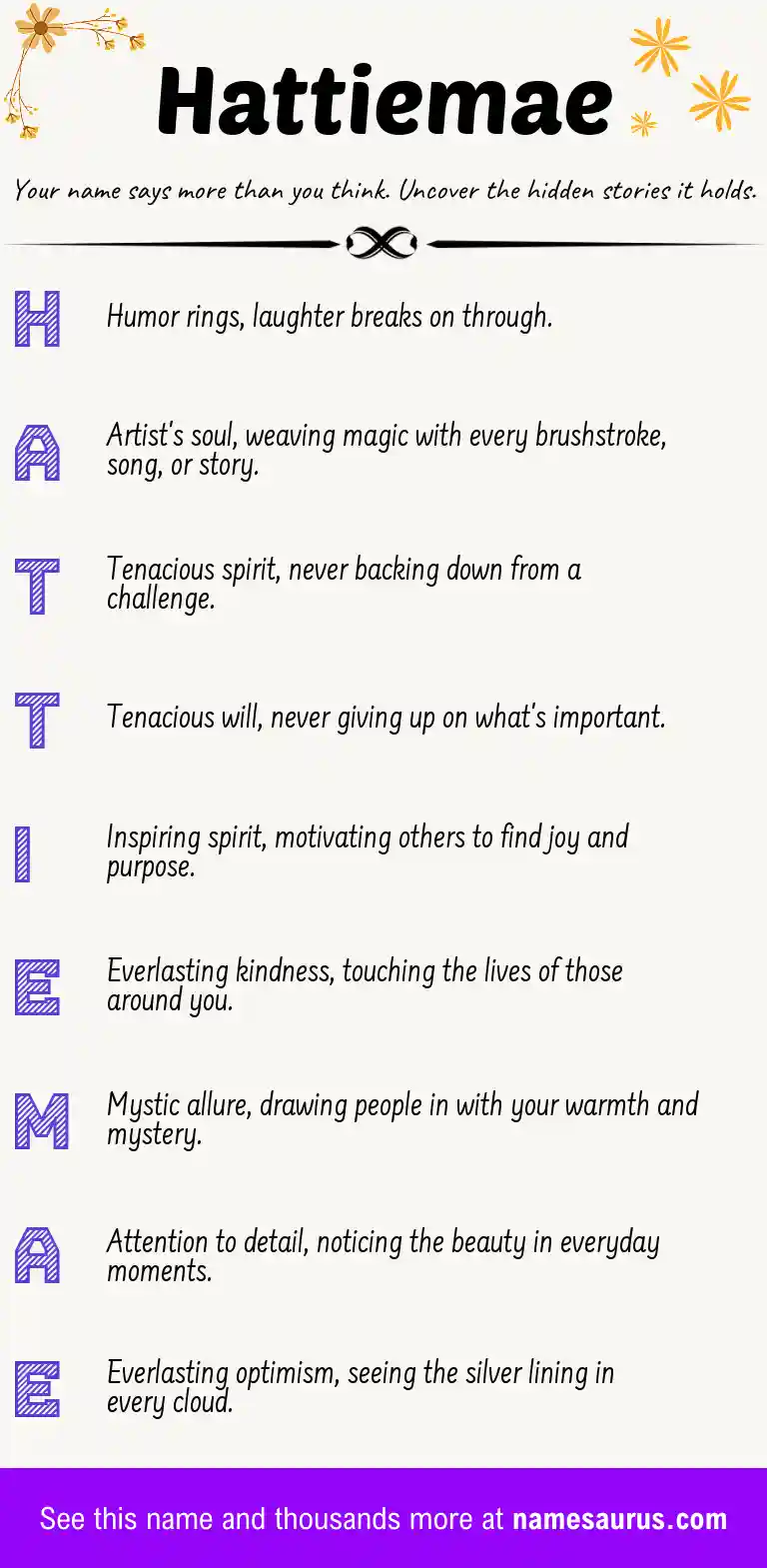 Acrostic poem about Hattiemae.