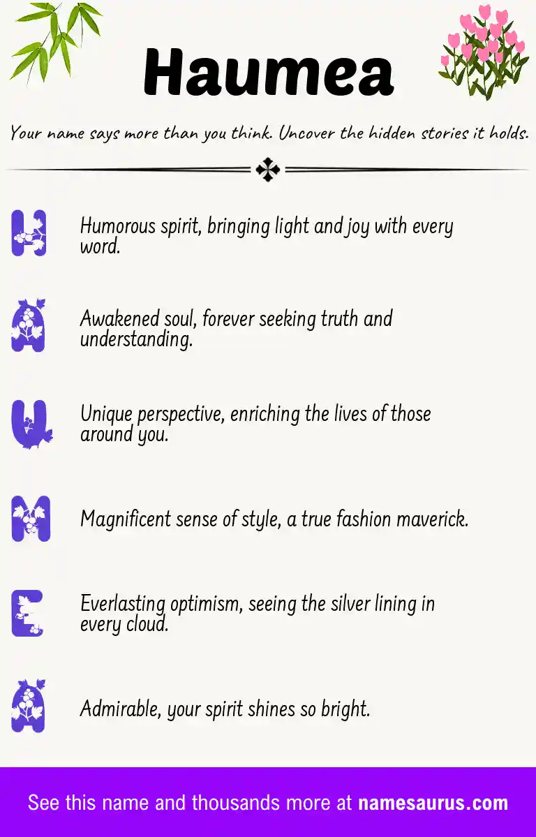 Acrostic poem about Haumea.