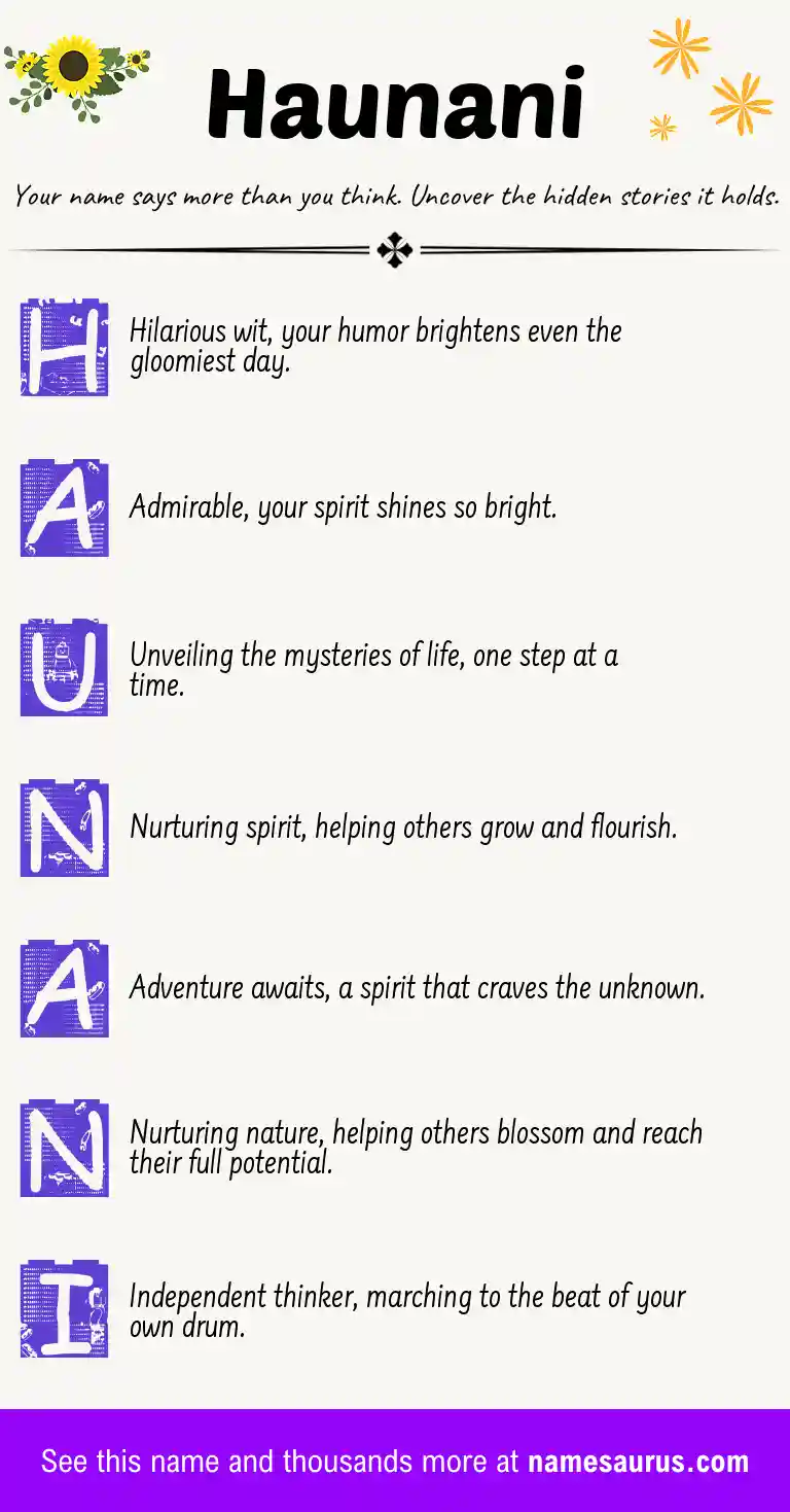 Acrostic poem about Haunani.
