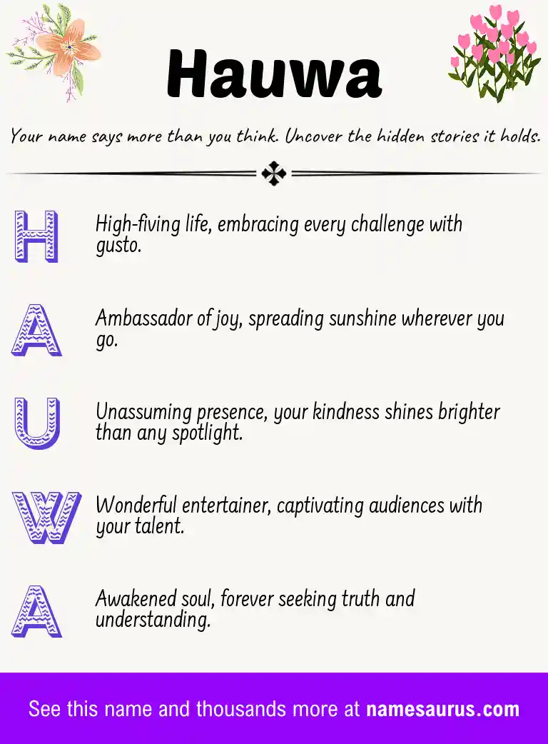 Acrostic poem about Hauwa.