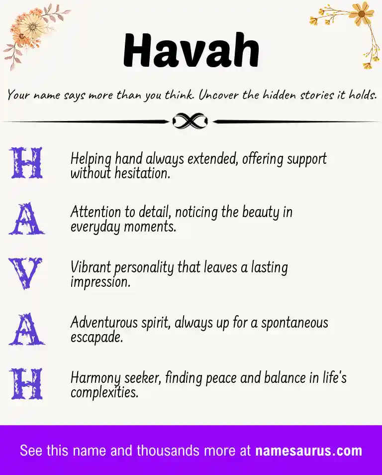 Acrostic poem about Havah.