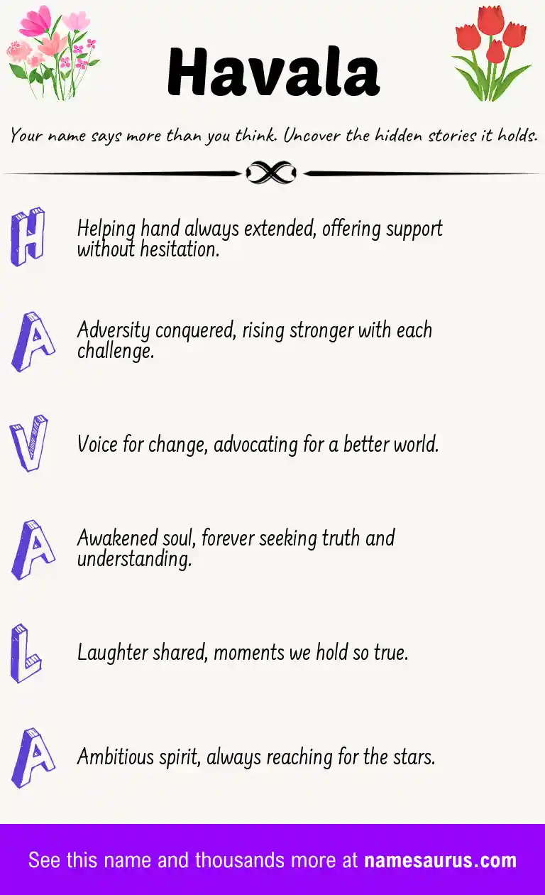 Acrostic poem about Havala.