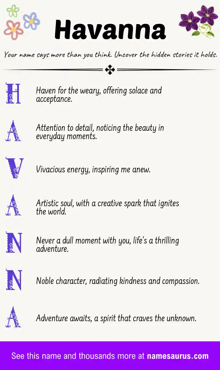 Acrostic poem about Havanna.