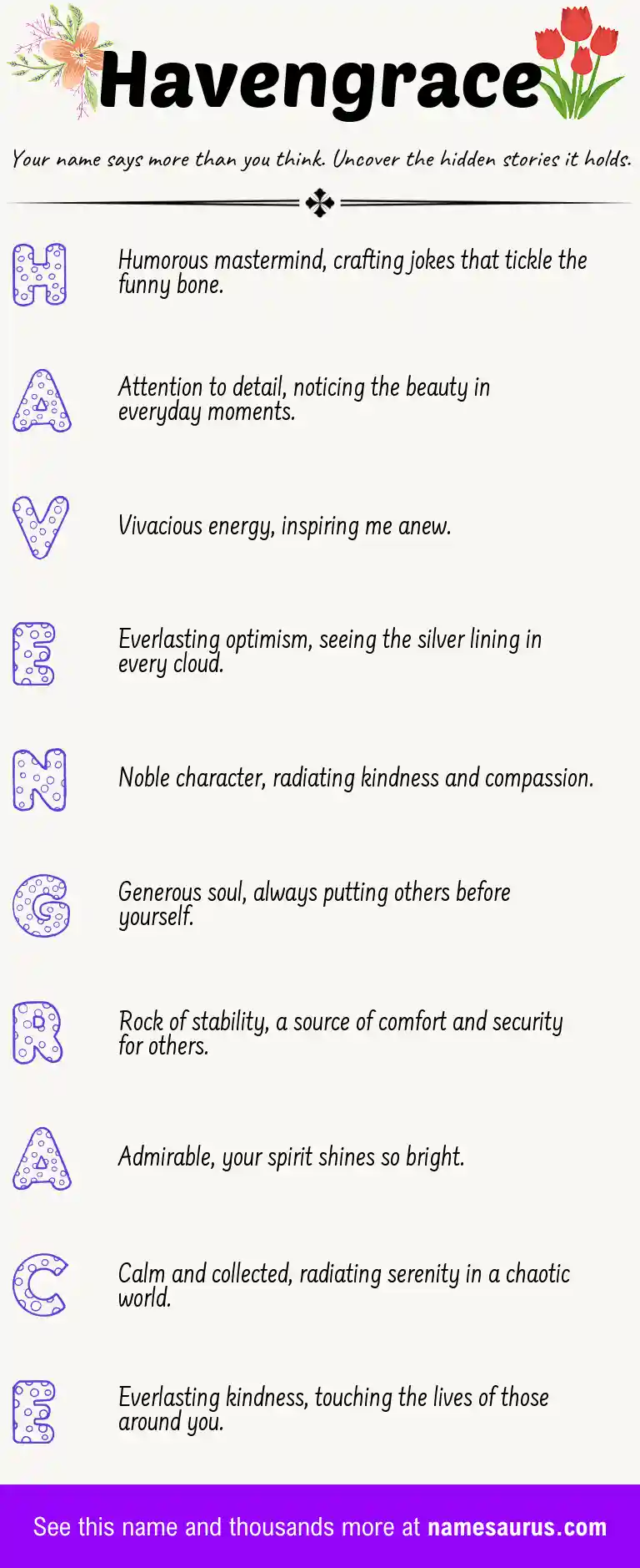 Acrostic poem about Havengrace.