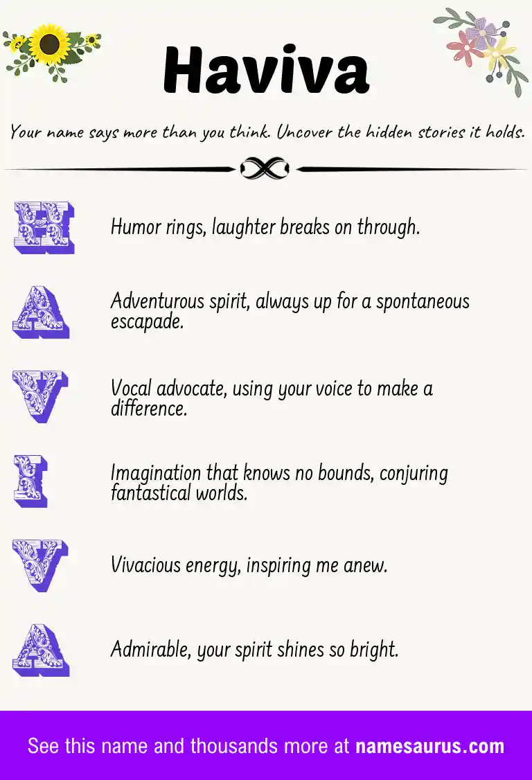 Acrostic poem about Haviva.
