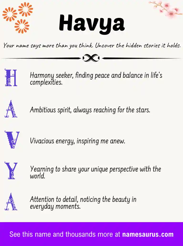 Acrostic poem about Havya.