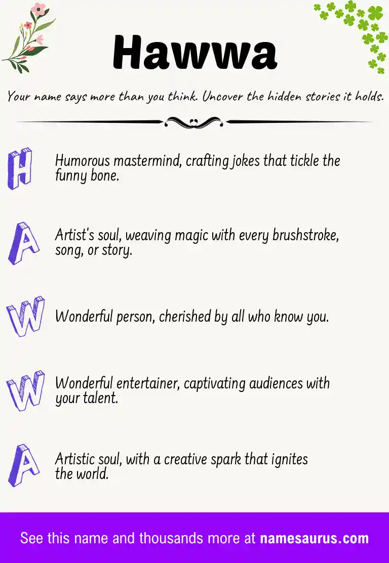 Acrostic poem about Hawwa.
