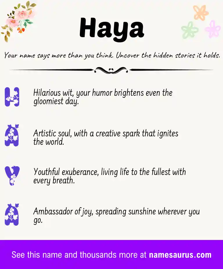 Acrostic poem about Haya.