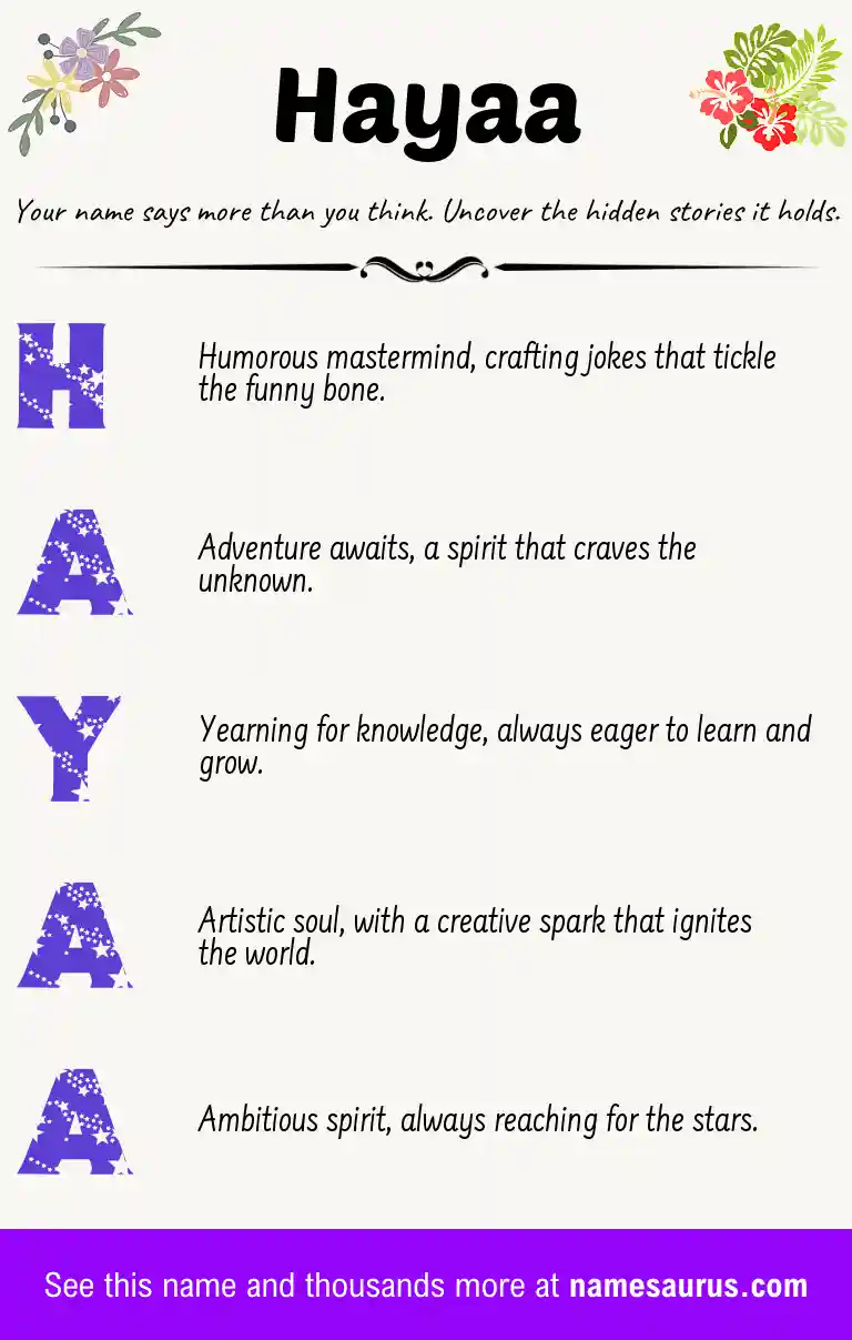Acrostic poem about Hayaa.