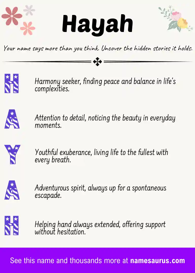 Acrostic poem about Hayah.