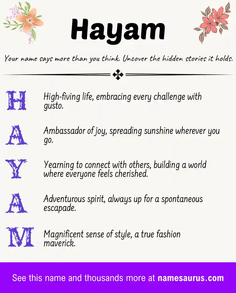 Acrostic poem about Hayam.