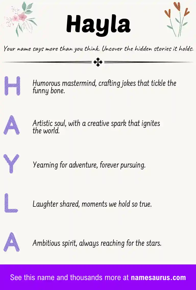 Acrostic poem about Hayla.
