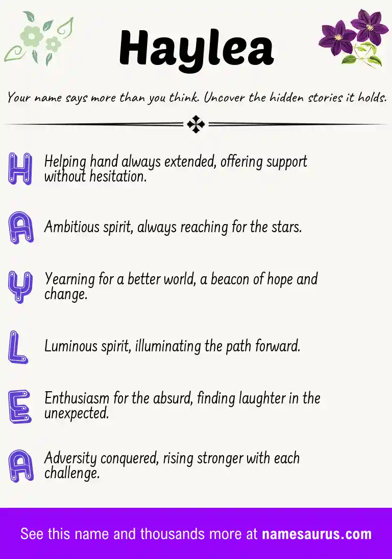 Acrostic poem about Haylea.