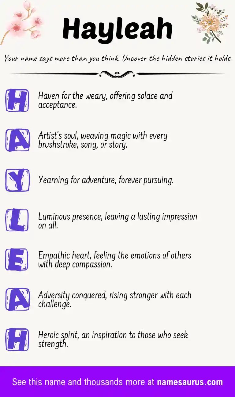 Acrostic poem about Hayleah.