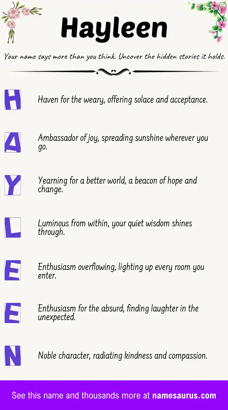 Acrostic poem about Hayleen.