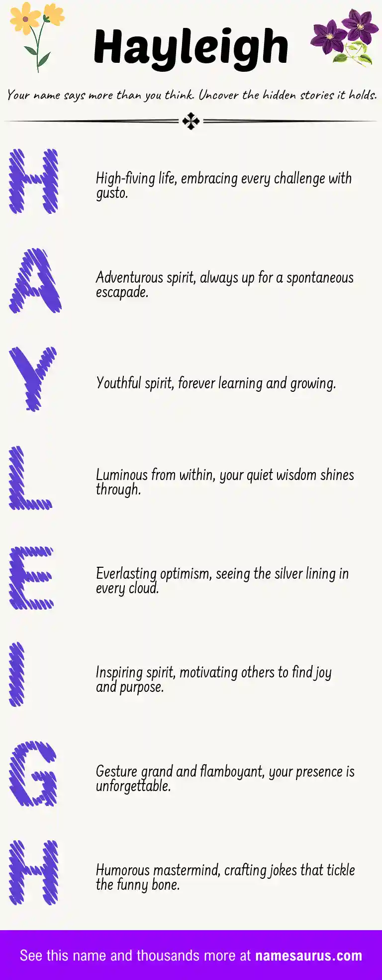 Acrostic poem about Hayleigh.