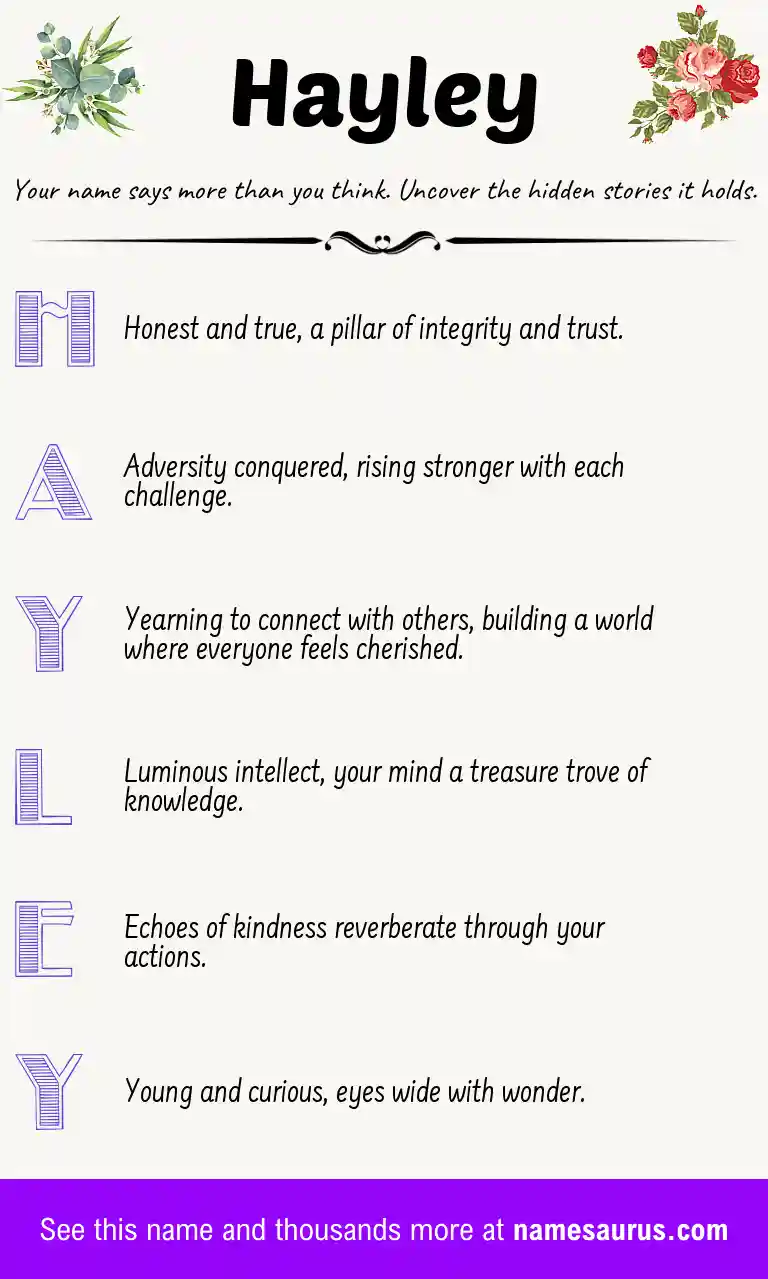 Acrostic poem about Hayley.