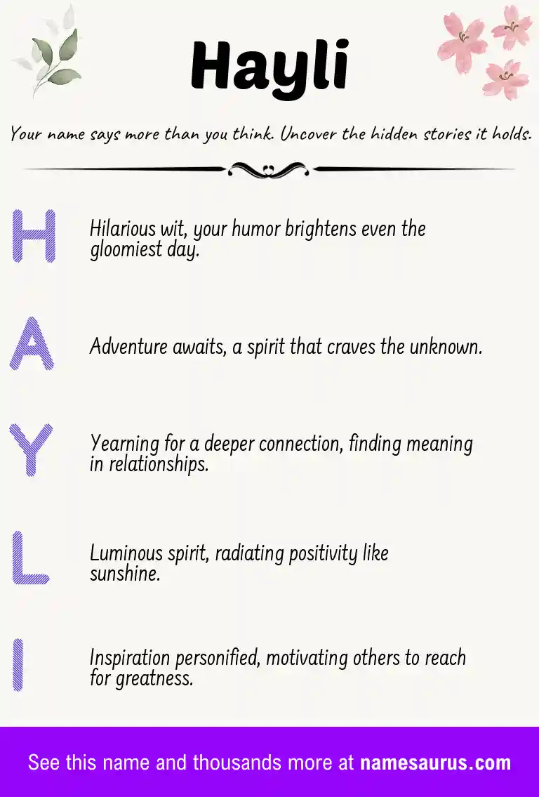 Acrostic poem about Hayli.