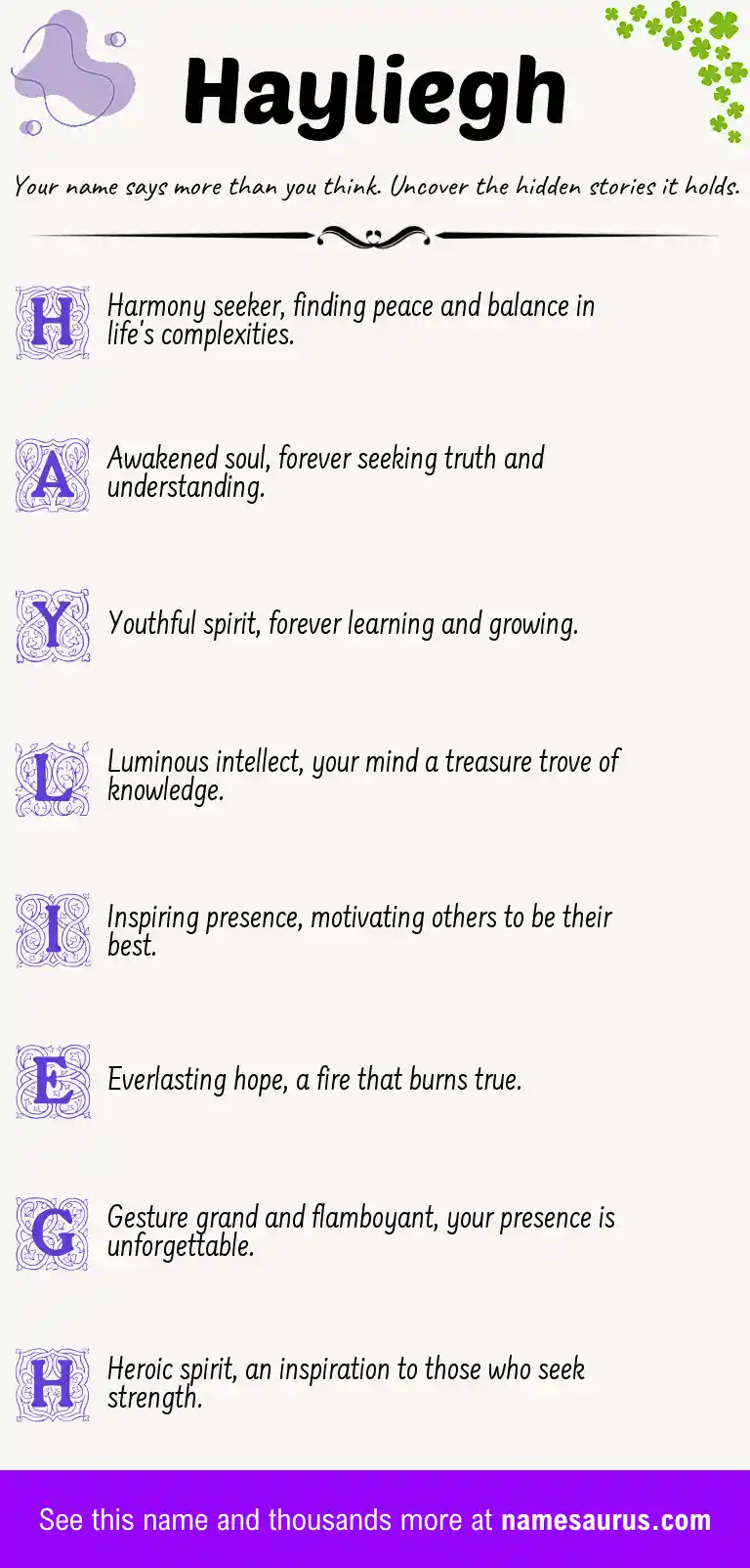 Acrostic poem about Hayliegh.