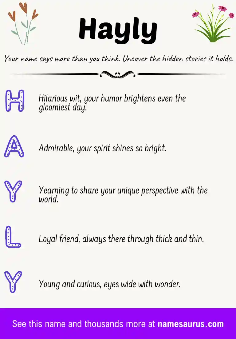 Acrostic poem about Hayly.