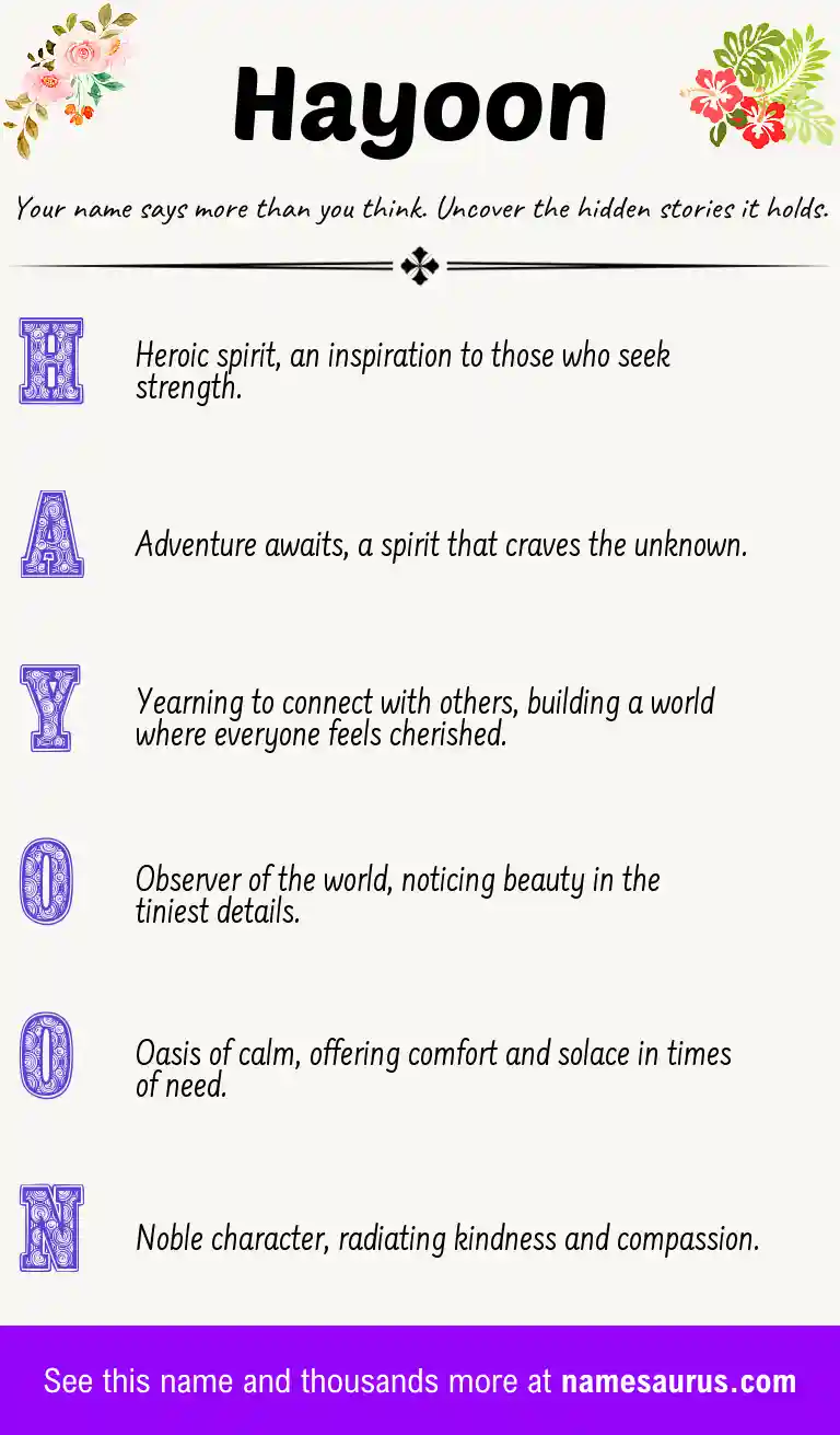 Acrostic poem about Hayoon.
