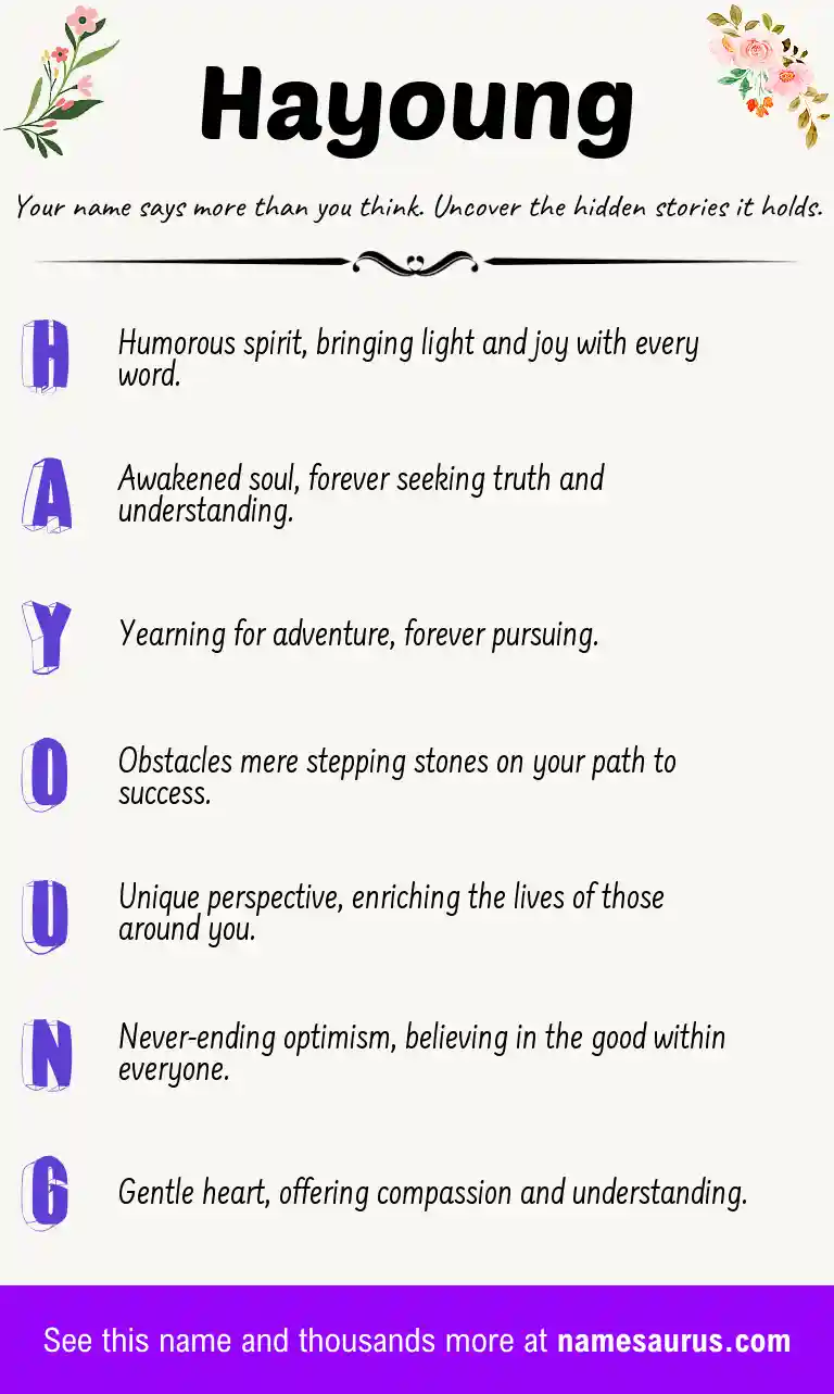 Acrostic poem about Hayoung.