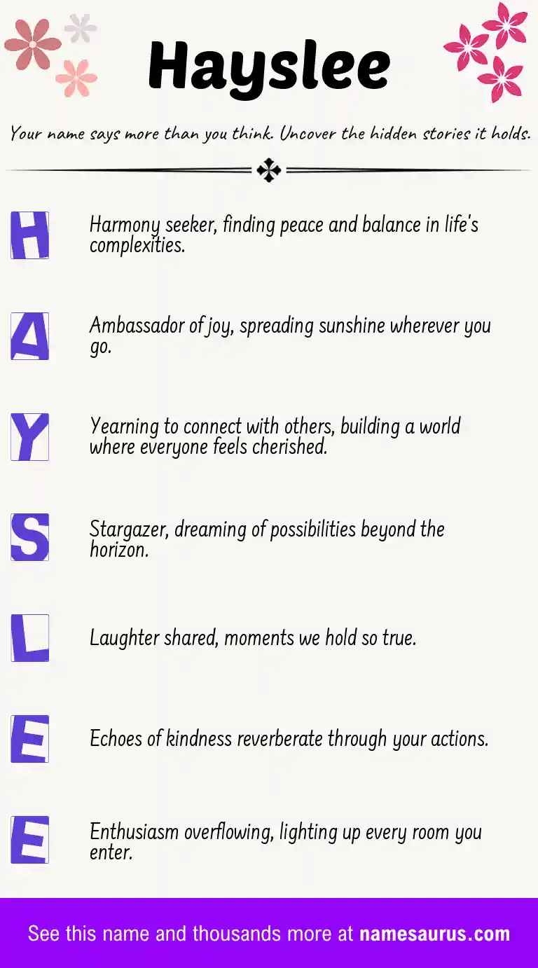 Acrostic poem about Hayslee.