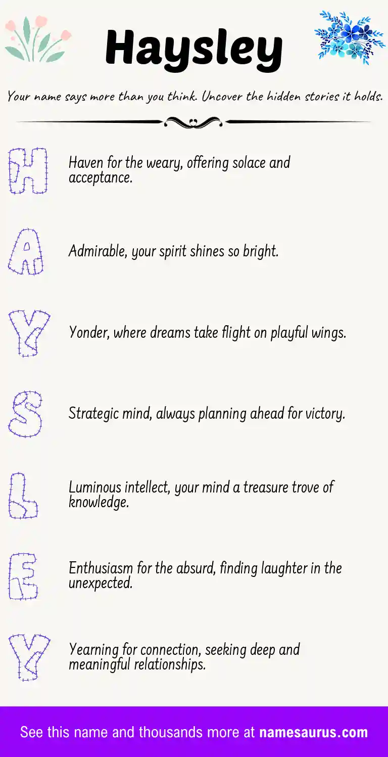 Acrostic poem about Haysley.