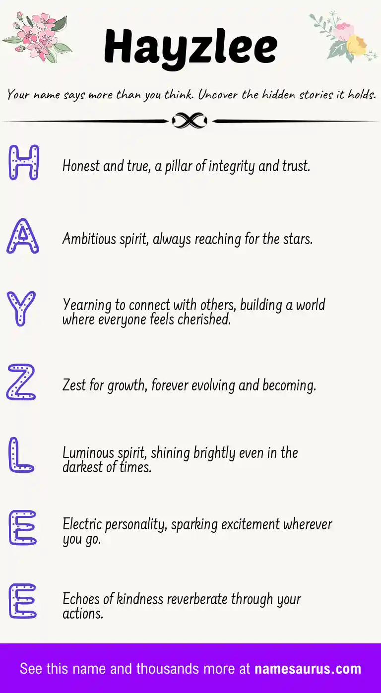 Acrostic poem about Hayzlee.