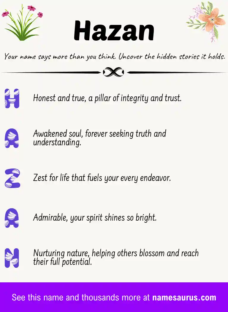 Acrostic poem about Hazan.