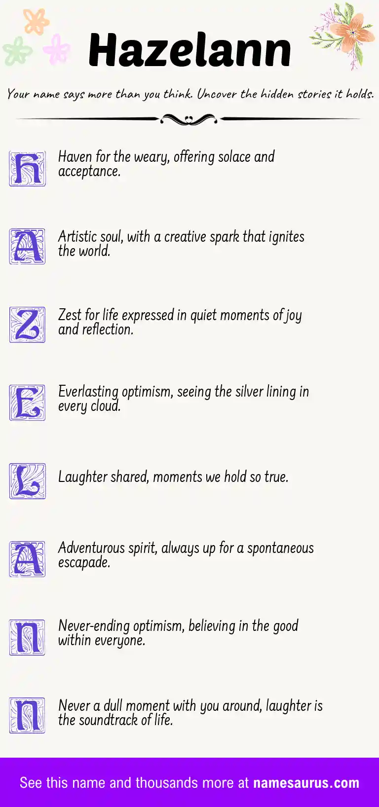 Acrostic poem about Hazelann.